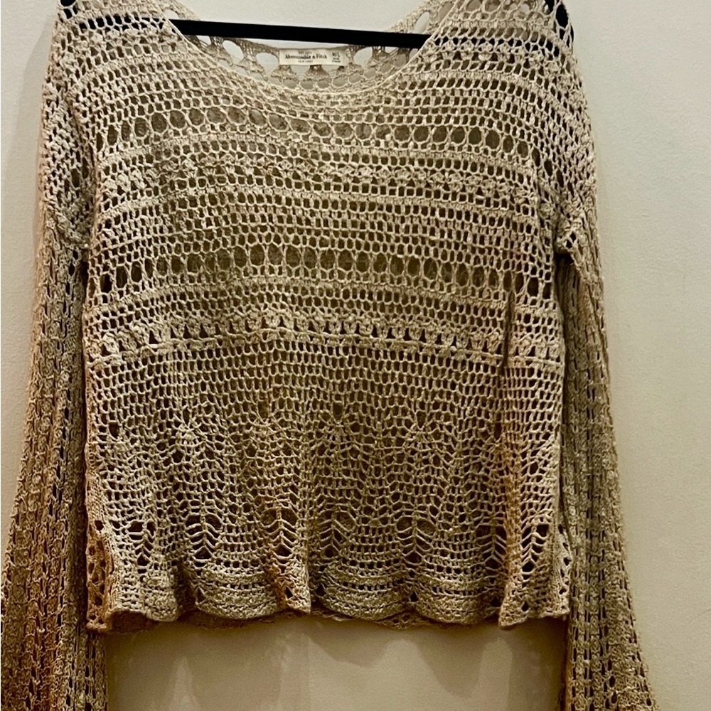 Abercrombie & Fitch Beige Crochet Top